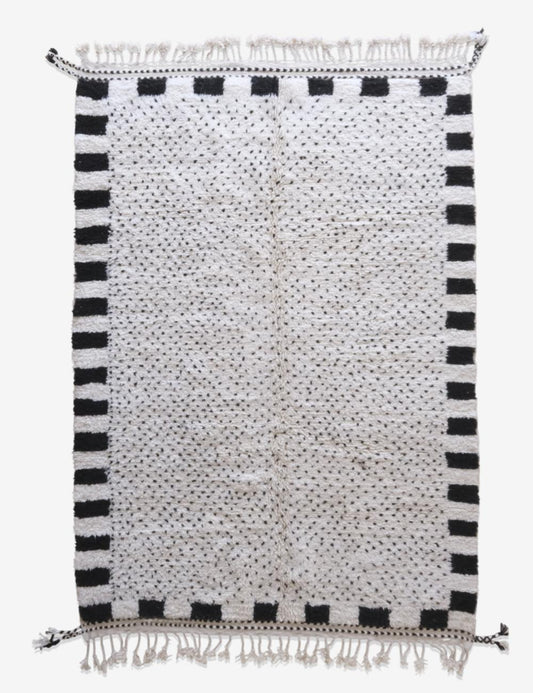 Beni Ourain Moroccan White Wool Rug - 10.6 x 7.1 ft / 322 x 218 cm