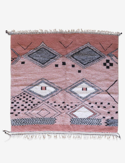 Soft Blush Field with Graphic Diamonds & Berber Motifs