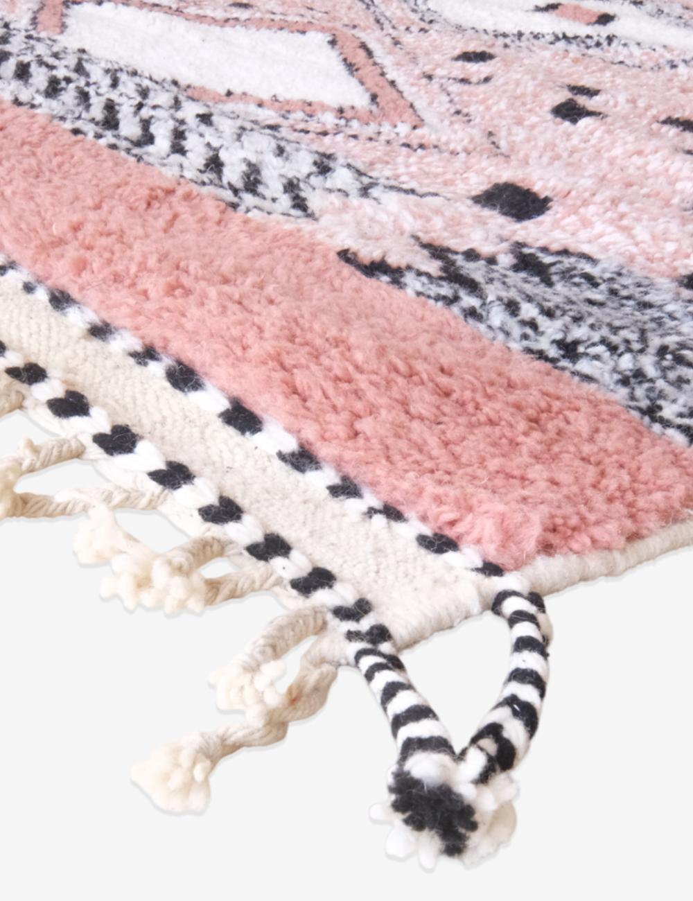 Moroccan Authentic Pink Wool Rug 7.9 x 7.8 ft / 242 x 238 cm