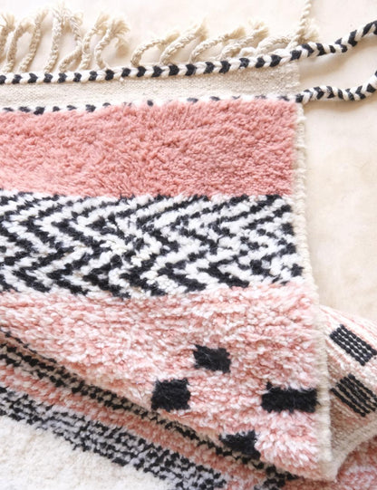 Soft Blush Field with Graphic Diamonds & Berber Motifs