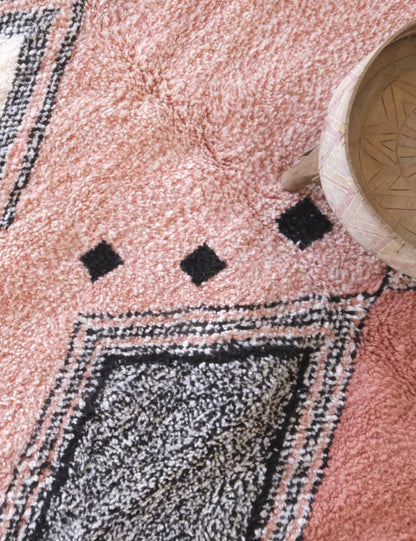 Soft Blush Field with Graphic Diamonds & Berber Motifs