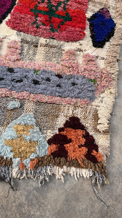 Moroccan Handmade Vintage Azilal Rug 4.3 x 2 ft / 131 x 63 cm - Surcoma