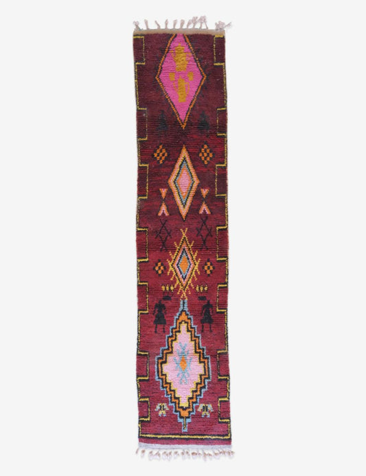 Moroccan Modern Boujad Runner Rug 12.9 x 2.8 ft / 394 x 87 cm