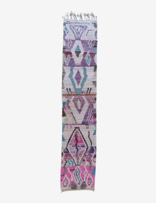 Moroccan Modern Pastel Runner Rug 12.7 x 2.3 ft / 388 x 72 cm