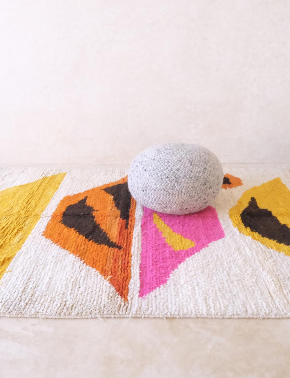 Moroccan Pink and Yellow Wool Rug 9.3 x 6.1 ft / 282 x 186 cm