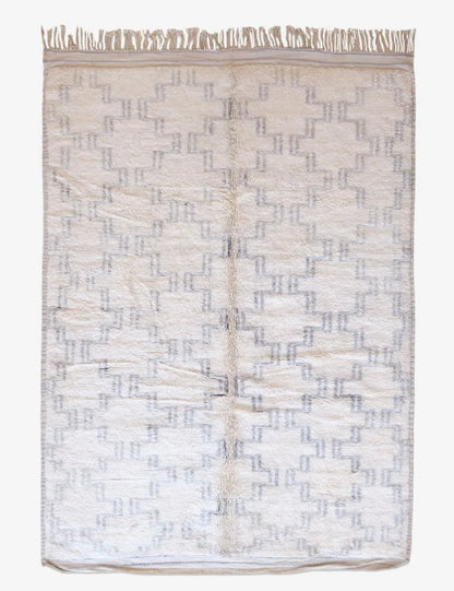 White Moroccan Mrirt Rug 10 x 6.8 ft / 304 x 209 cm - Surcoma