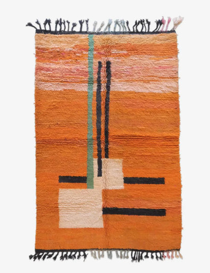 Moroccan Orange Wool Rug 9.1 x 5.7 ft / 276 x 176 cm - Surcoma