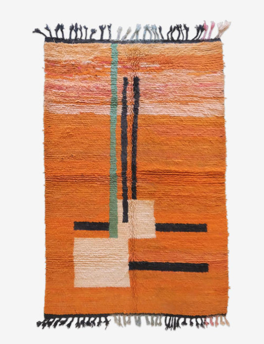 Moroccan Orange Wool Rug 9.1 x 5.7 ft / 276 x 176 cm