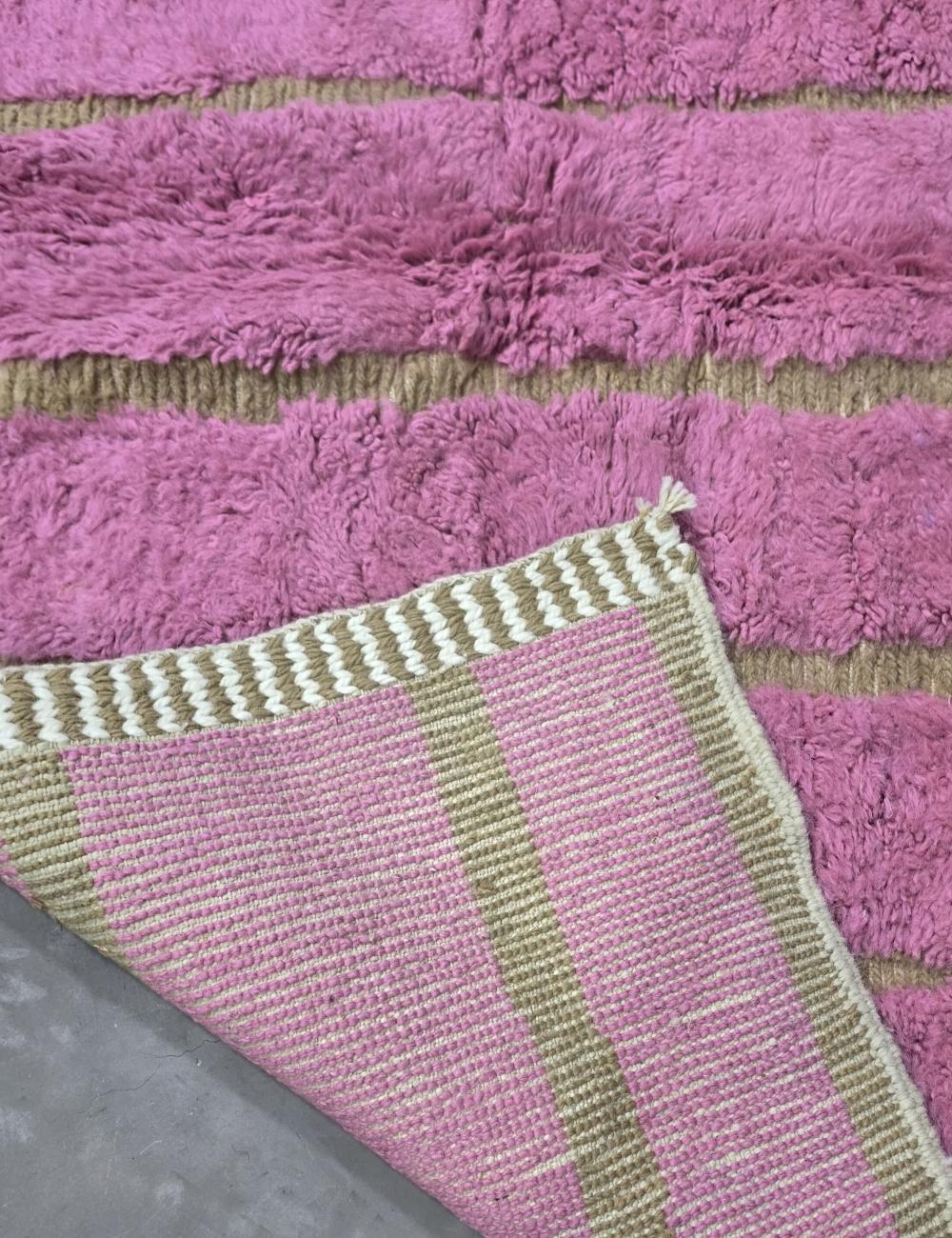 Pink Handmade Berber Wool Carpet 8.2 x 6.5 ft / 250 x 200 cm