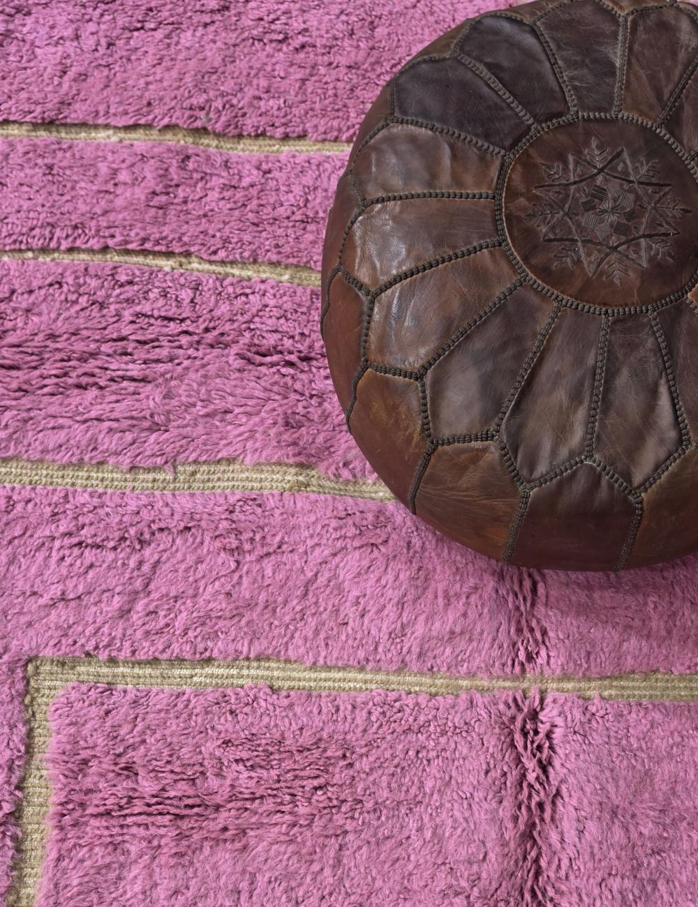 Pink Handmade Berber Wool Carpet 8.2 x 6.5 ft / 250 x 200 cm