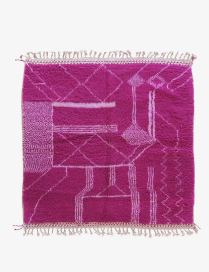 Moroccan Magenta Pink Square Wool Rug 6 x 6 ft / 183 x 183 cm - Surcoma