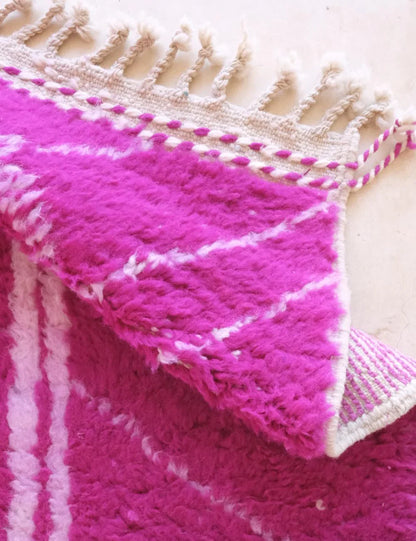 Moroccan Magenta Pink Square Wool Rug 6 x 6 ft / 183 x 183 cm - Surcoma