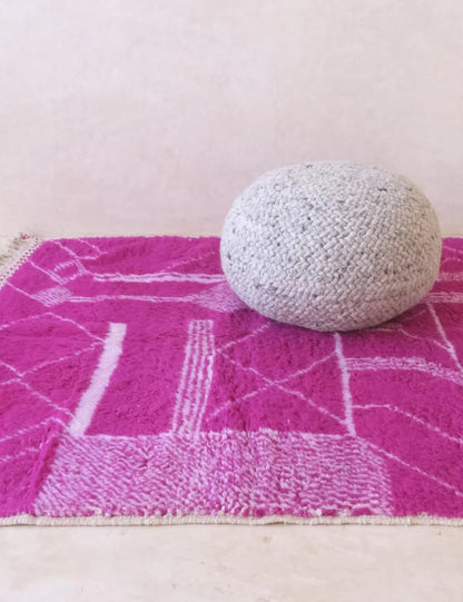 Moroccan Magenta Pink Square Wool Rug 6 x 6 ft / 183 x 183 cm - Surcoma