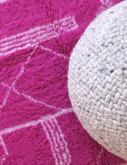 Moroccan Magenta Pink Square Wool Rug 6 x 6 ft / 183 x 183 cm - Surcoma