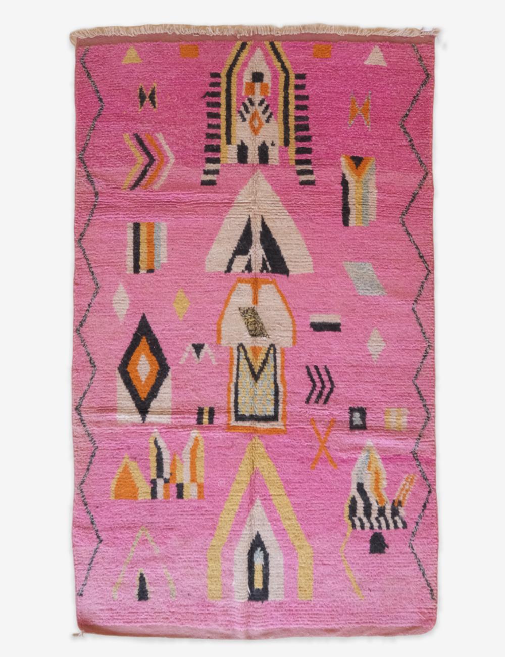 Moroccan Pink Tribal Style Rug 9.4 x 5.9 ft / 288 x 180 cm