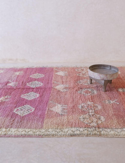 Moroccan Pink Wool Rug 12.6 x 6.7 ft / 385 x 206 cm - Surcoma