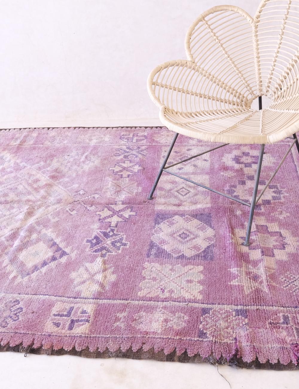 Handwoven Purple Tribal Wool Carpet 8.4 x 6.1 ft / 255 x 188 cm - Surcoma