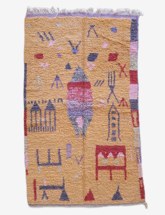 Textile with abstract patterns on a beige background
