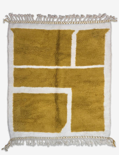 Modern Chartreuse Block Handwoven Rug 6.7 x 5.71 ft / 203 x 174 cm