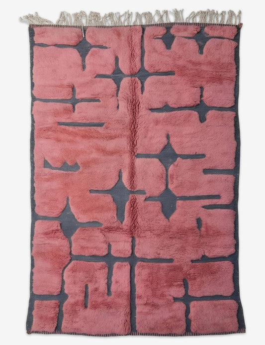 Modern Sculpted Pink Moroccan Rug 10.3 x 6.82 ft / 315 x 208 cm