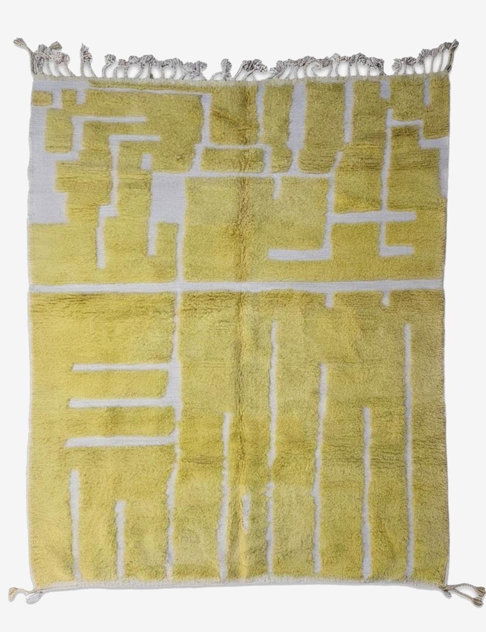 Modern Yellow Maze Moroccan Rug 10.1 x 8.2 ft / 308 x 250 cm