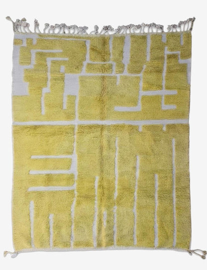 Modern Yellow Maze Moroccan Rug 10.1 x 8.2 ft / 308 x 250 cm