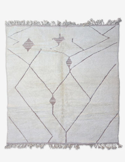 Modern White and Pink Moroccan Rug 9.6 x 8.4 ft / 292 x 256 cm