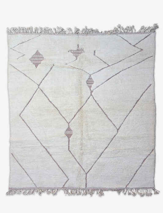 Modern White and Pink Moroccan Rug 9.6 x 8.4 ft / 292 x 256 cm