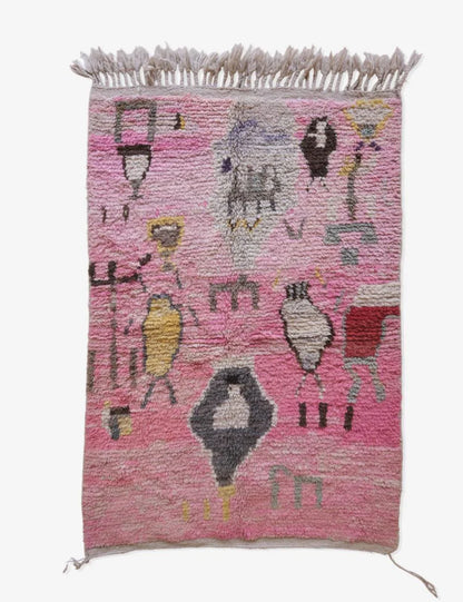Pink Moroccan Abstract Rug 5.7 x 4 ft / 173 x 124 cm - Surcoma