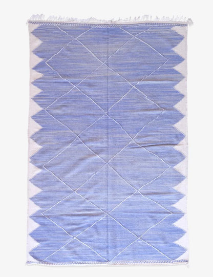 Blue Kilim Moroccan Rug 10.2 x 6.6 ft / 311 x 203 cm - Surcoma