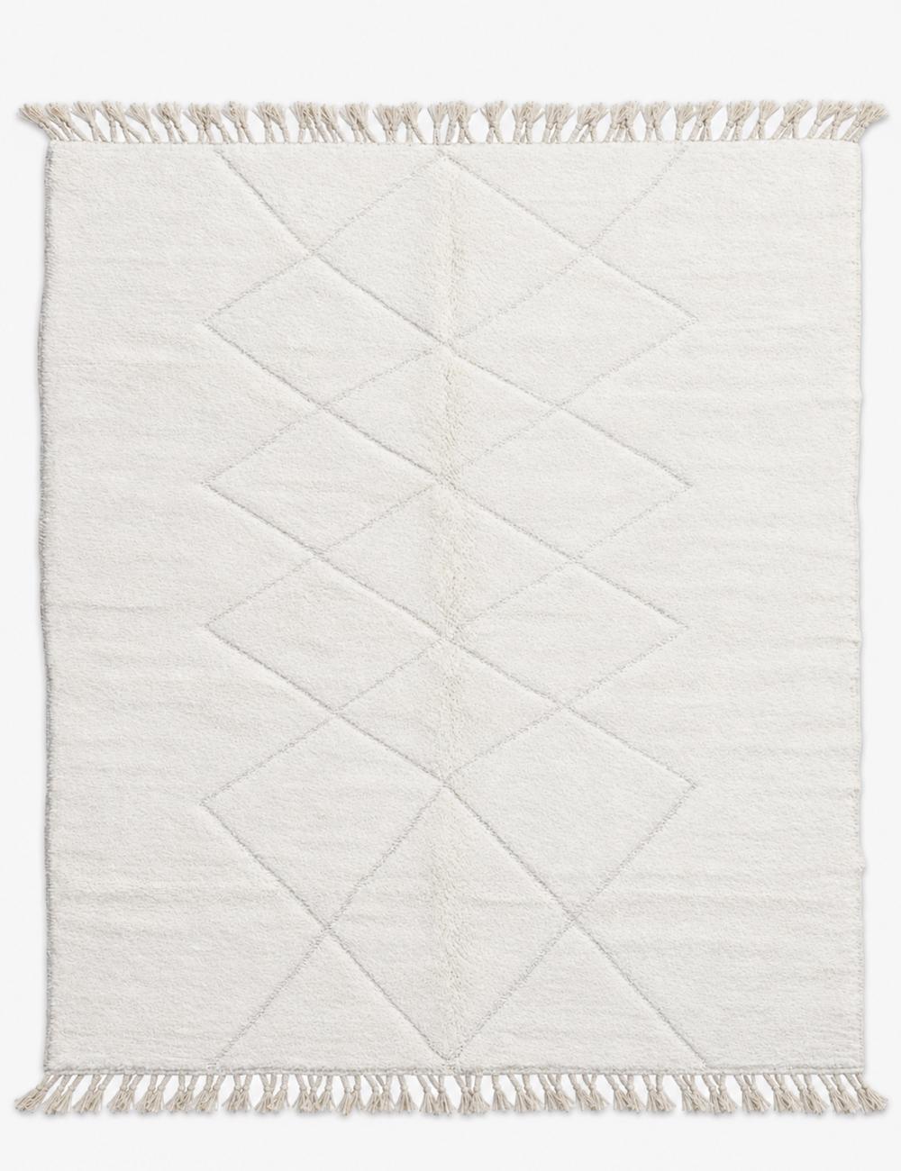 White Beni Ourain Subtle Diamond Rug 11.4 x 8.33 ft / 346 x 254 cm