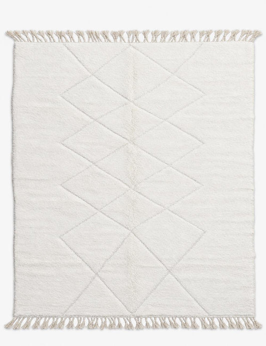 White Beni Ourain Subtle Diamond Rug 11.4 x 8.33 ft / 346 x 254 cm