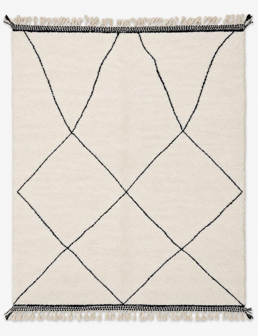 Fine Black Diamond Beni Ourain Rug 11.3 x 7.87 ft / 344 x 240 cm