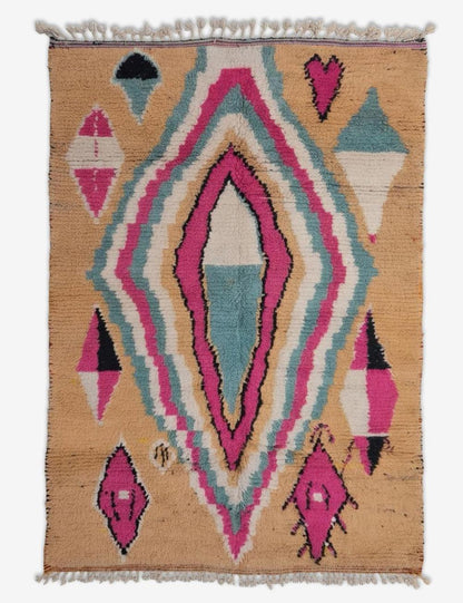 Handwoven Apricot Berber Wool Rug 9.8 x 6.2 ft / 300 x 189 cm