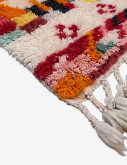Handwoven Colorful Patchwork Berber Rug 4.1 x 4.07 ft / 126 x 124 cm