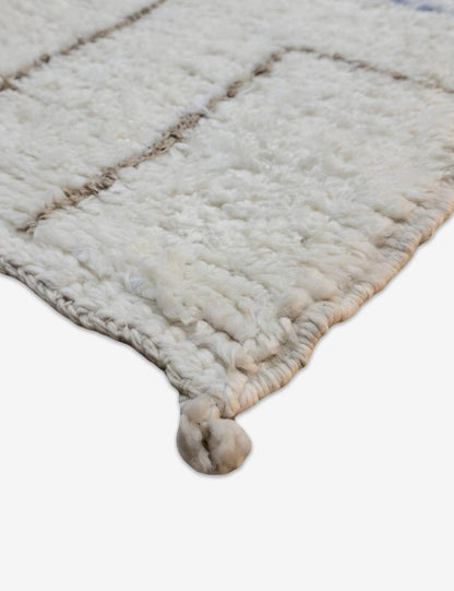 White Fine Line Boujad Area Rug 9.1 x 7.61 ft / 276 x 232 cm