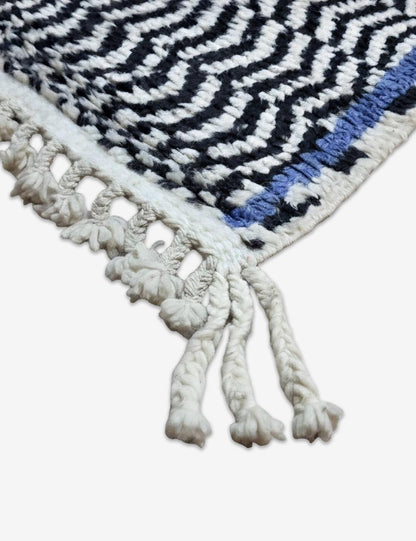 Black and White Herringbone Boujad Runner 10.9 x 2.17 ft / 331 x 66 cm