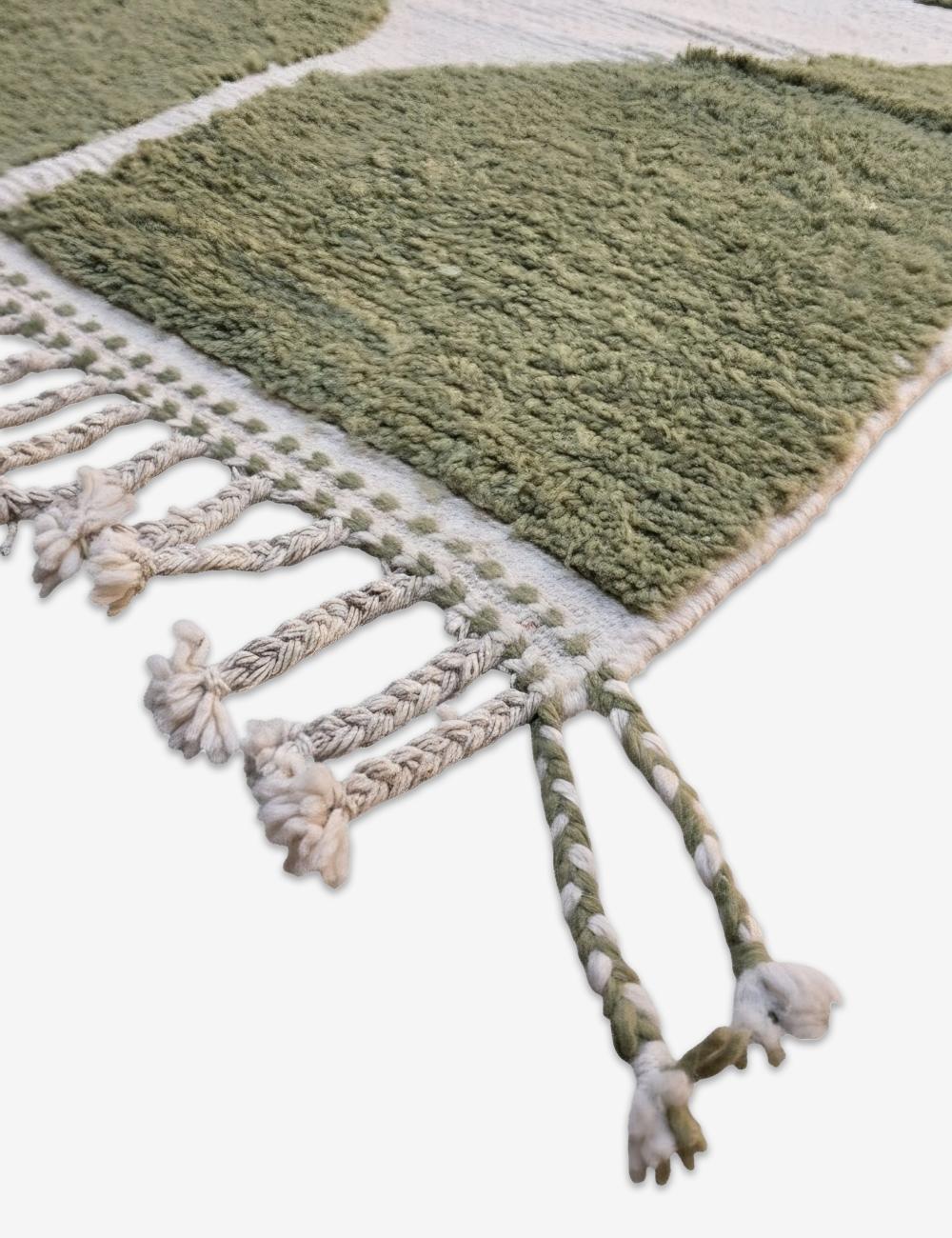 Modern Green Moroccan Wool Area Rug 8.6 x 6.3 ft / 261 x 192 cm