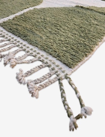 Modern Green Moroccan Wool Area Rug 8.6 x 6.3 ft / 261 x 192 cm