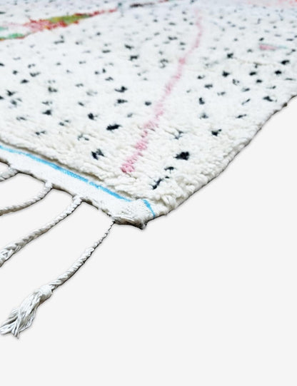 White Wool Moroccan Rug with Color 9.4 x 6.43 ft / 285 x 196 cm