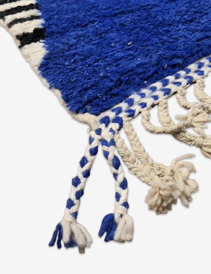 Blue, Black, and White Boujad Runner 11.3 x 3.41 ft / 344 x 104 cm