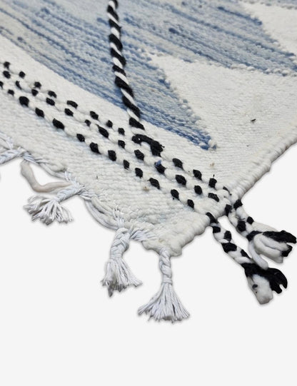 Blue Geometric Wool Kilim Rug 10 x 6.27 ft / 306 x 191 cm