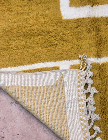 Modern Chartreuse Block Handwoven Rug 6.7 x 5.71 ft / 203 x 174 cm