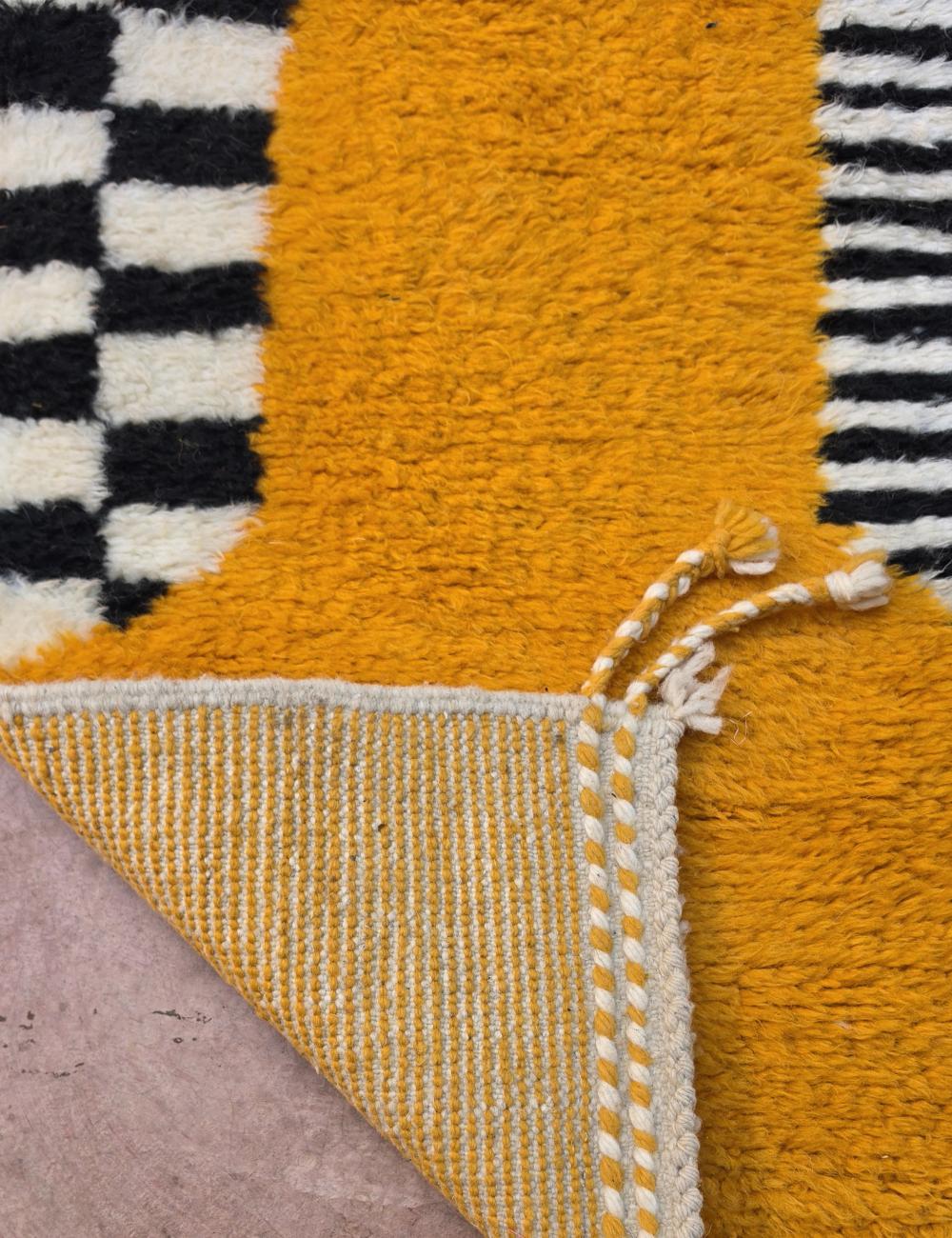 Modern Orange and Black Moroccan Runner 11.2 x 2.07 ft / 340 x 63 cm