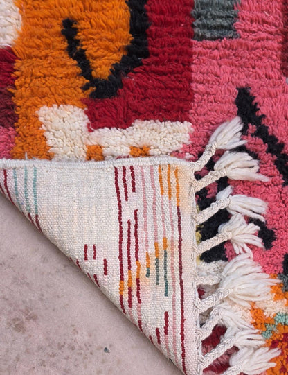 Handwoven Colorful Patchwork Berber Rug 4.1 x 4.07 ft / 126 x 124 cm