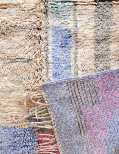 Moroccan Pastel Wool Rug 6.2 x 4.4 ft / 188 x 137 cm - Surcoma