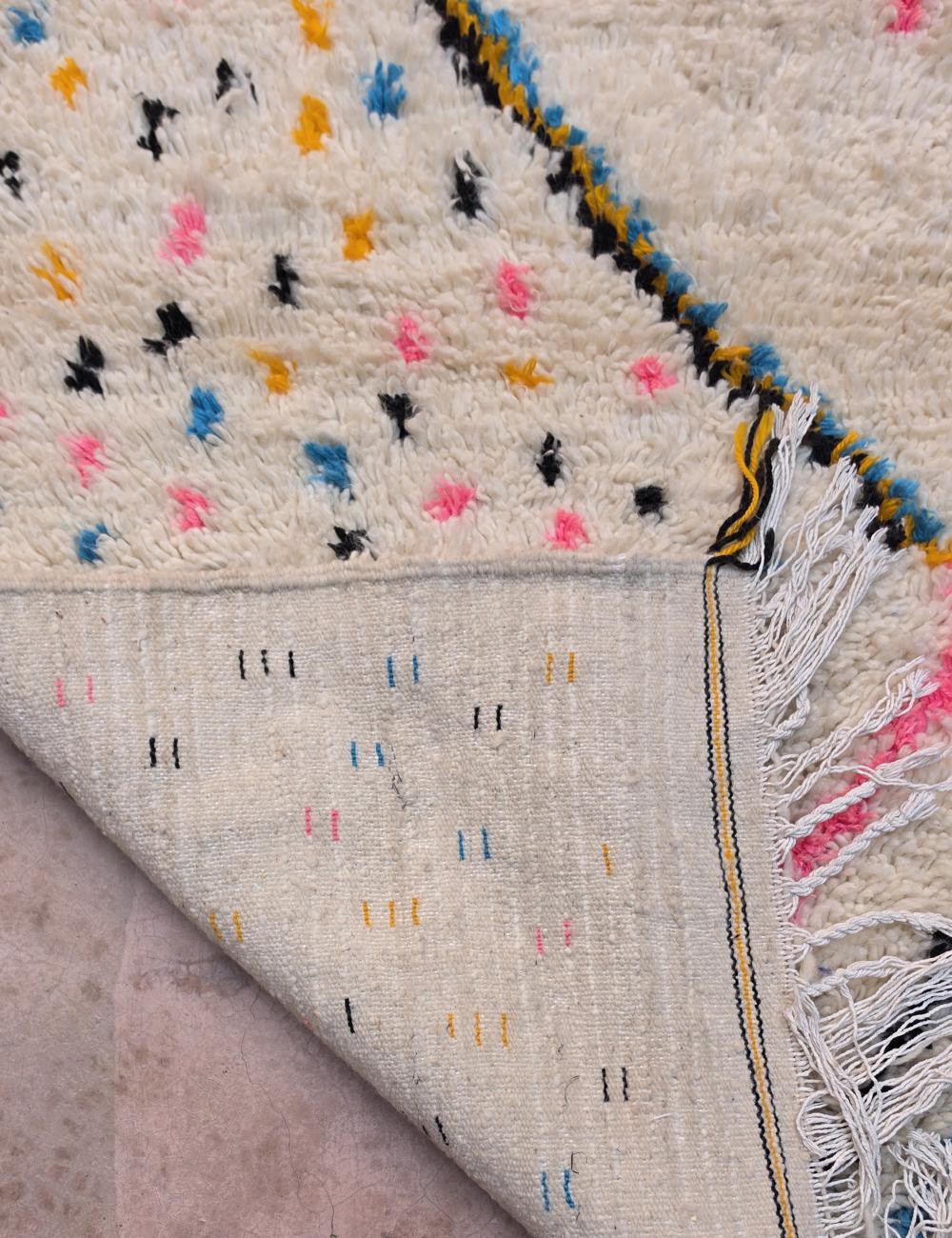 White Wool Rug with Colorful Motifs 10.1 x 7.55 ft / 308 x 230 cm