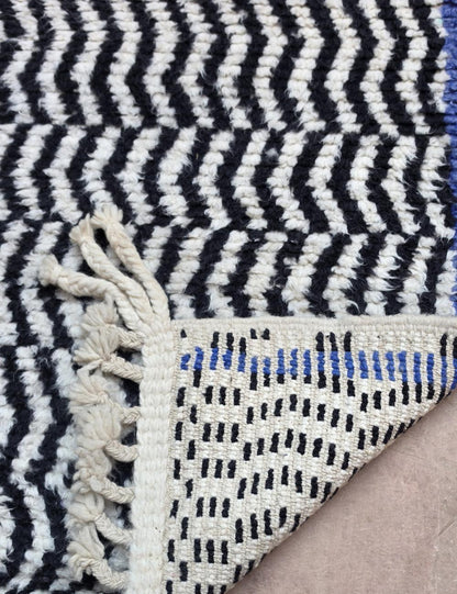 Black and White Herringbone Boujad Runner 10.9 x 2.17 ft / 331 x 66 cm