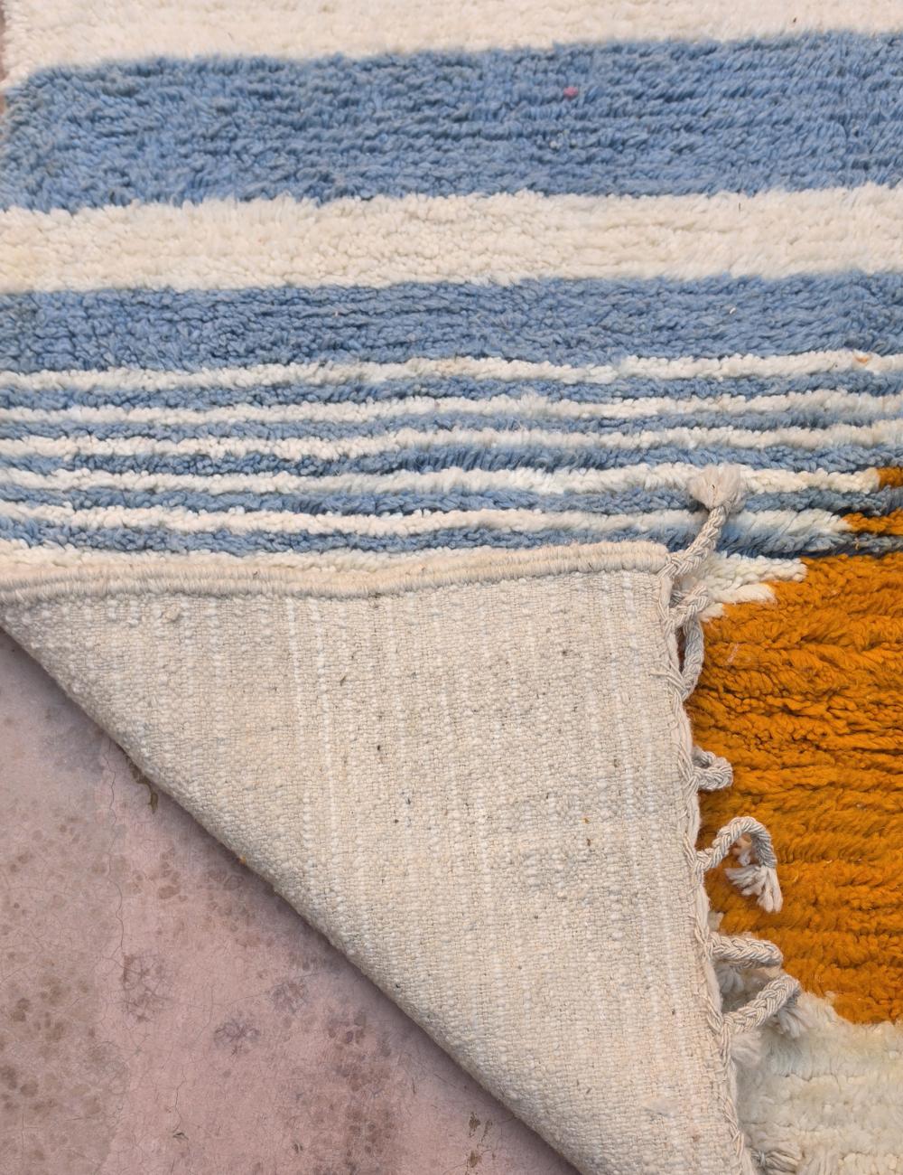 Modern Blue Striped Moroccan Rug 7.9 x 6.23 ft / 240 x 190 cm