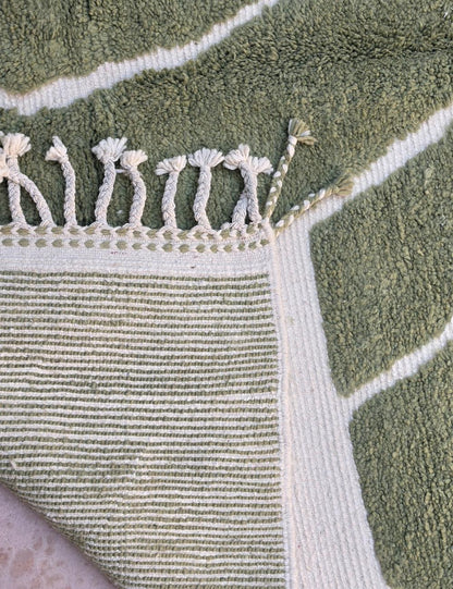 Modern Green Moroccan Wool Area Rug 8.6 x 6.3 ft / 261 x 192 cm